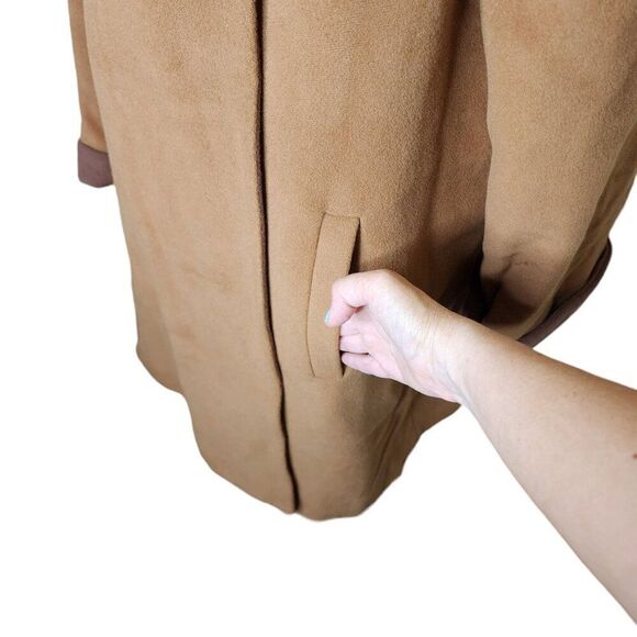 Vintage Bella Bicchi Fur Collar Swing Coat Womens M Brown Cashmere Wool - Picture 2 of 12